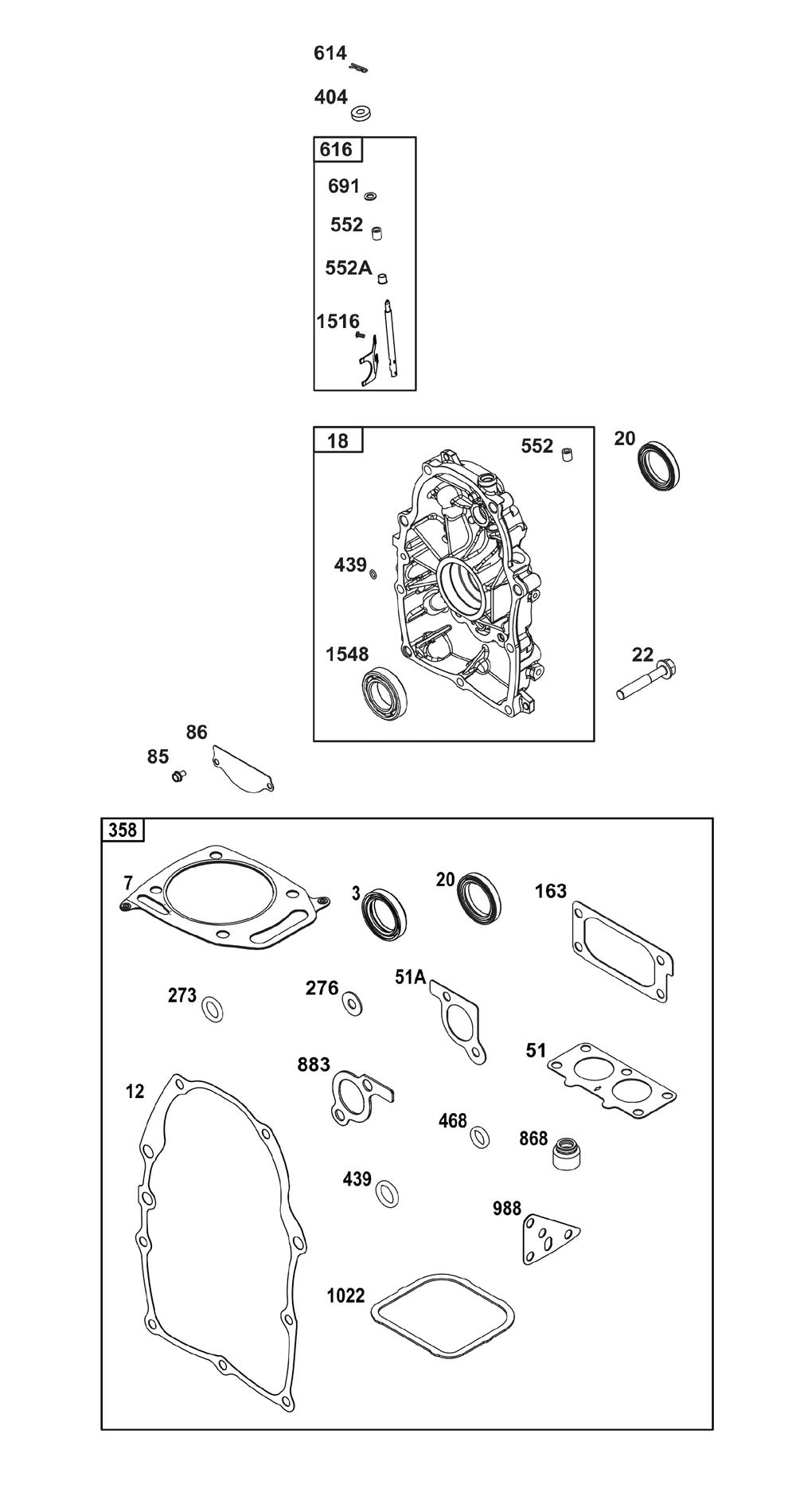 Crankcase Cover/Sump Group Diagram and Parts List for 386447-3202-B5 200000 - 399999 Briggs and Stratton Engine